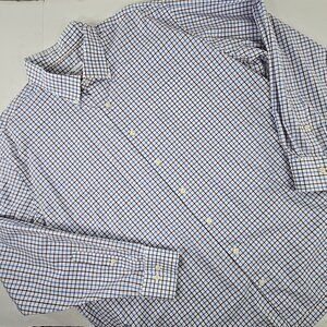 PETER MILLAR BUTTON UP SHIRT MEN'S SZ 2XL White Check Textured Long Sleeve *EUC*